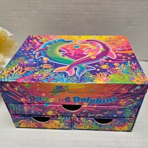 Lisa Frank Dancing Dolphins Magic Enchanted Coral Storage Jewelry Stationary Box